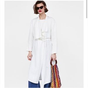 Zara Crochet Linen Coat Small
